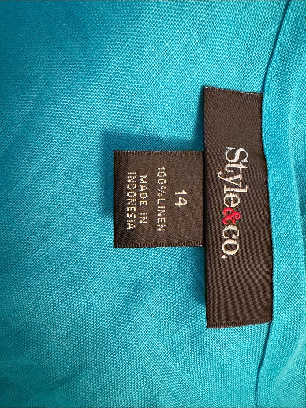 Style & Co. Women's Teal Linen tank blouse